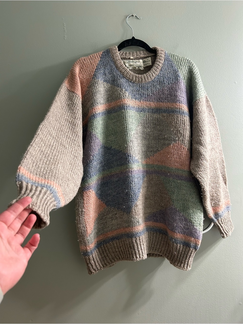 Heritage Ireland vintage 90 wool crewneck sweater abstract geometric color-block